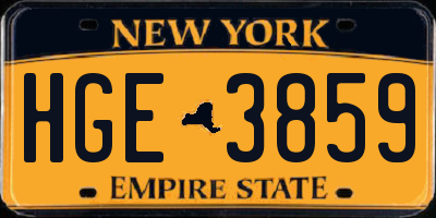 NY license plate HGE3859