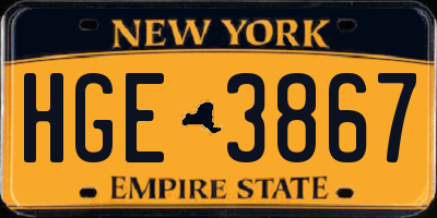 NY license plate HGE3867