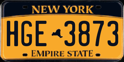 NY license plate HGE3873