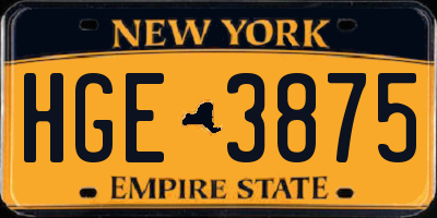 NY license plate HGE3875