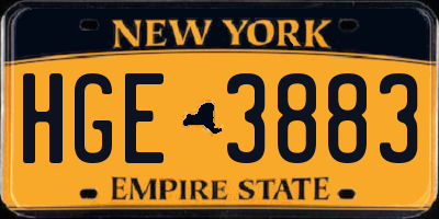 NY license plate HGE3883