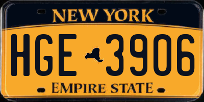 NY license plate HGE3906