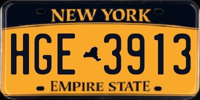 NY license plate HGE3913