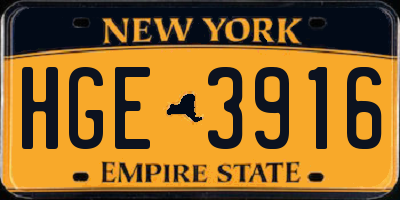 NY license plate HGE3916