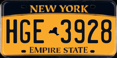 NY license plate HGE3928