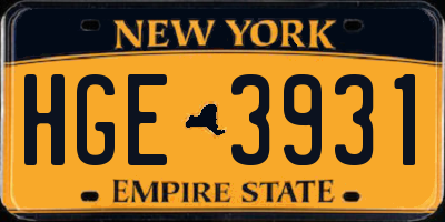 NY license plate HGE3931
