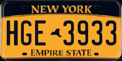 NY license plate HGE3933