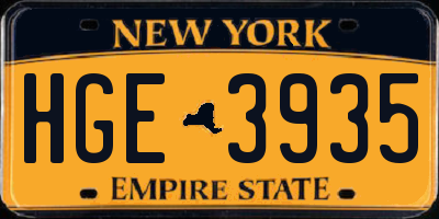 NY license plate HGE3935