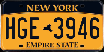 NY license plate HGE3946