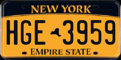 NY license plate HGE3959