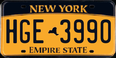 NY license plate HGE3990