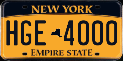 NY license plate HGE4000