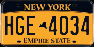 NY license plate HGE4034