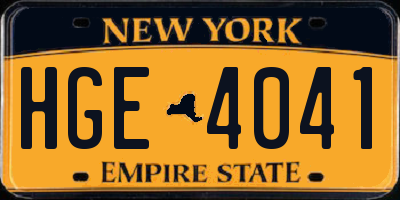 NY license plate HGE4041