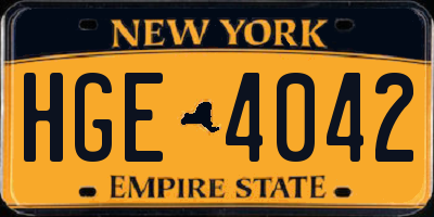 NY license plate HGE4042