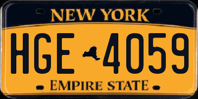 NY license plate HGE4059