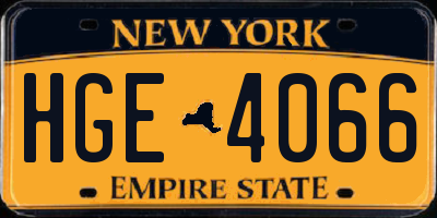 NY license plate HGE4066