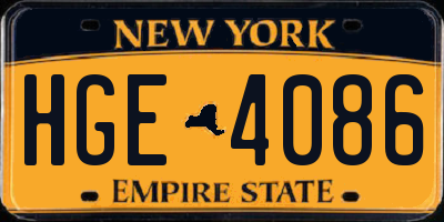NY license plate HGE4086