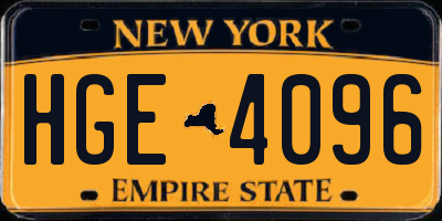 NY license plate HGE4096