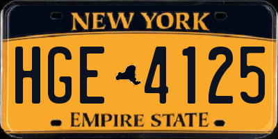 NY license plate HGE4125