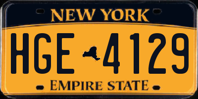 NY license plate HGE4129
