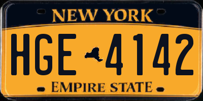 NY license plate HGE4142