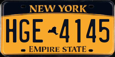 NY license plate HGE4145