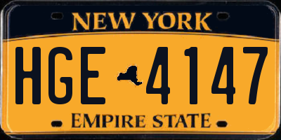 NY license plate HGE4147