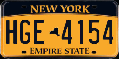 NY license plate HGE4154