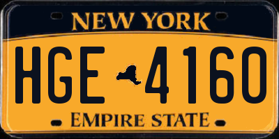 NY license plate HGE4160