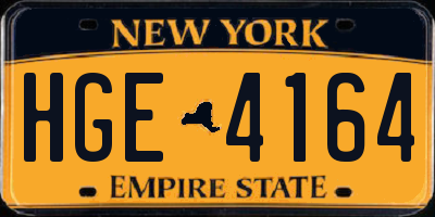 NY license plate HGE4164