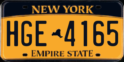 NY license plate HGE4165