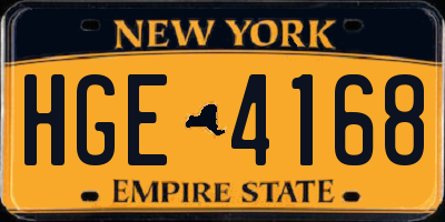 NY license plate HGE4168