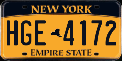 NY license plate HGE4172