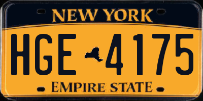 NY license plate HGE4175