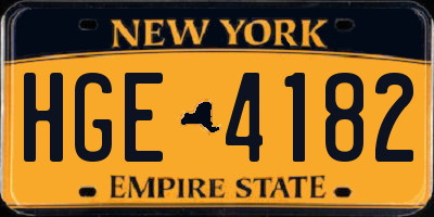 NY license plate HGE4182