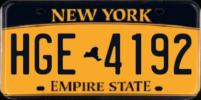 NY license plate HGE4192