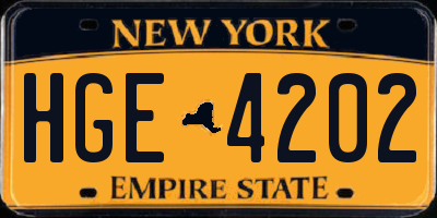NY license plate HGE4202
