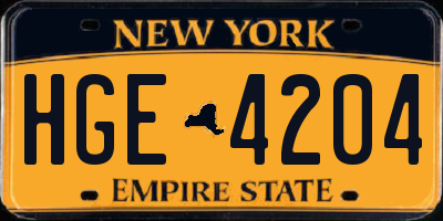 NY license plate HGE4204