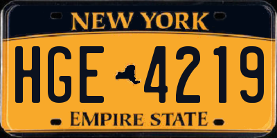NY license plate HGE4219