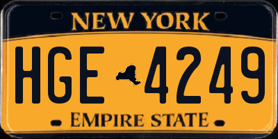 NY license plate HGE4249