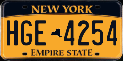 NY license plate HGE4254