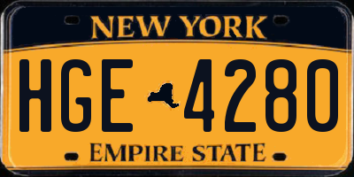 NY license plate HGE4280