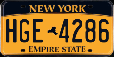 NY license plate HGE4286