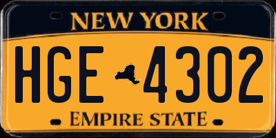 NY license plate HGE4302