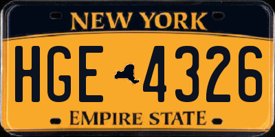 NY license plate HGE4326
