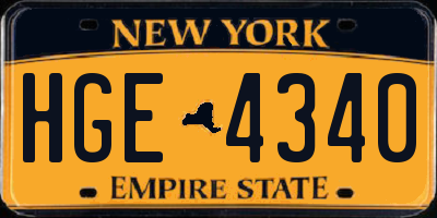 NY license plate HGE4340