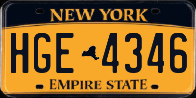 NY license plate HGE4346