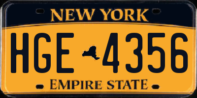 NY license plate HGE4356