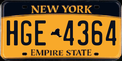 NY license plate HGE4364